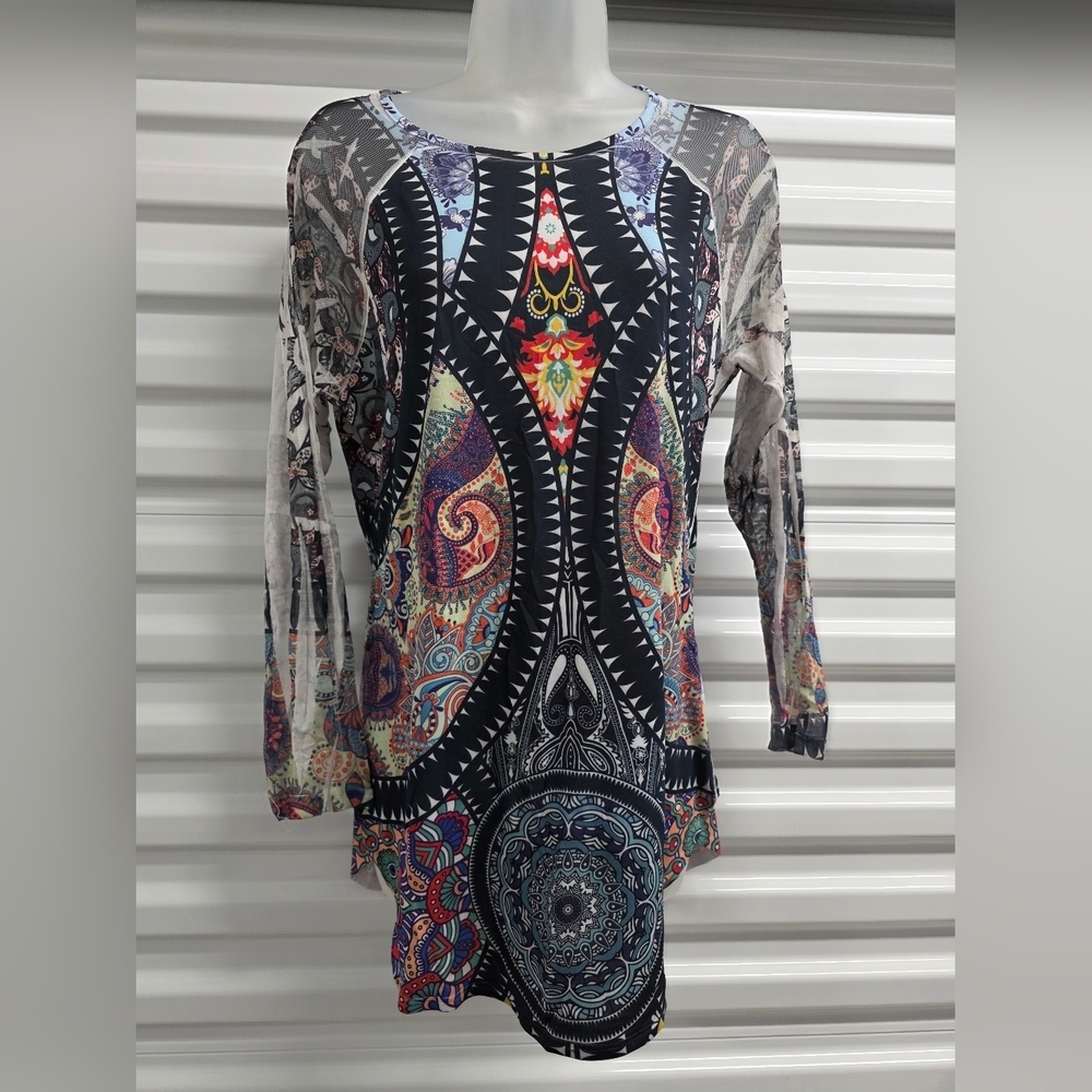 Hype Colorful Geometric Long Sleeve Top